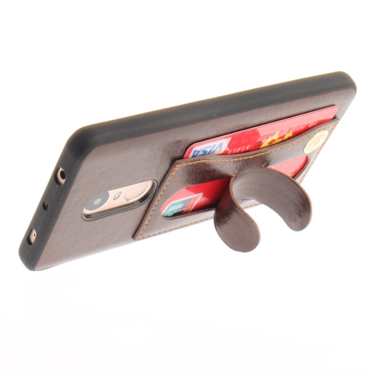 For Xiaomi Redmi Note 4 TPU + Leather Pasted Litchi Texture Protective Back Case with Holder & Card Slots