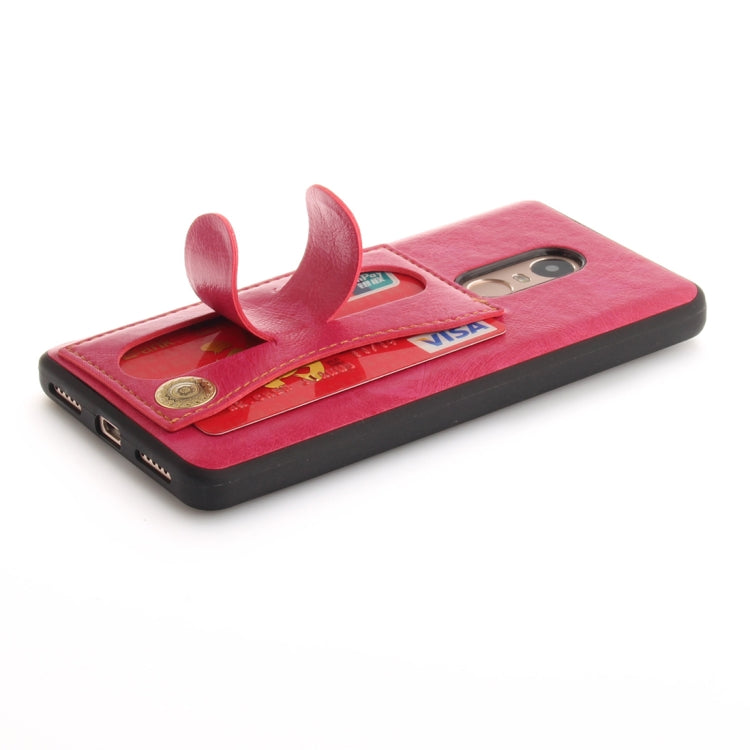 For Xiaomi Redmi Note 4 TPU + Leather Pasted Litchi Texture Protective Back Case with Holder & Card Slots