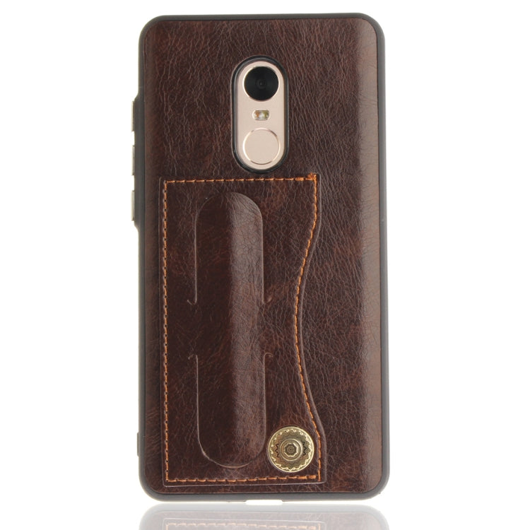 For Xiaomi Redmi Note 4X TPU + Leather Pasted Litchi Texture Protective Back Case with Holder & Card Slots
