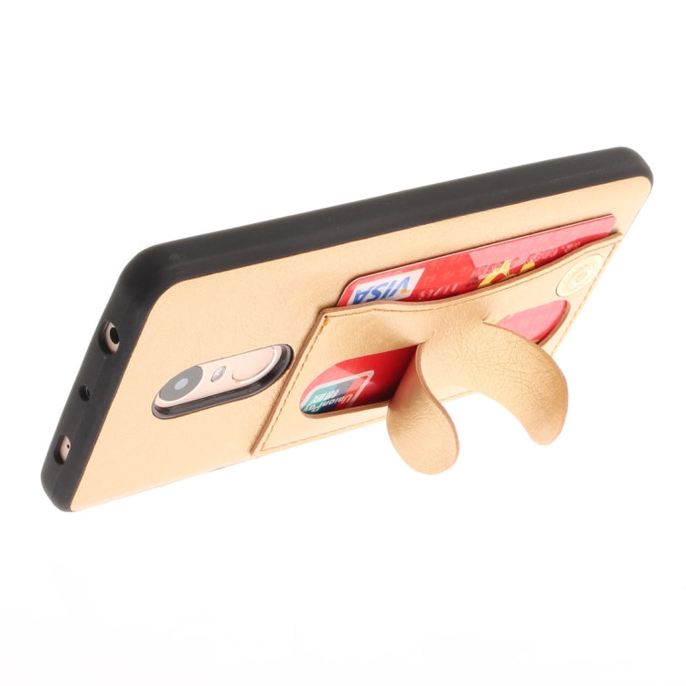 For Xiaomi Redmi Note 4X TPU + Leather Pasted Litchi Texture Protective Back Case with Holder & Card Slots