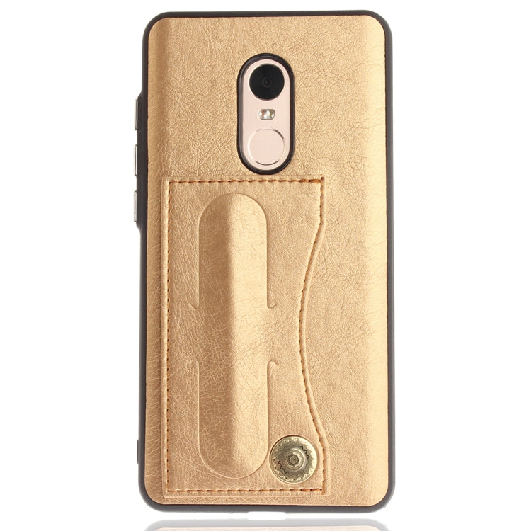 For Xiaomi Redmi Note 4X TPU + Leather Pasted Litchi Texture Protective Back Case with Holder & Card Slots