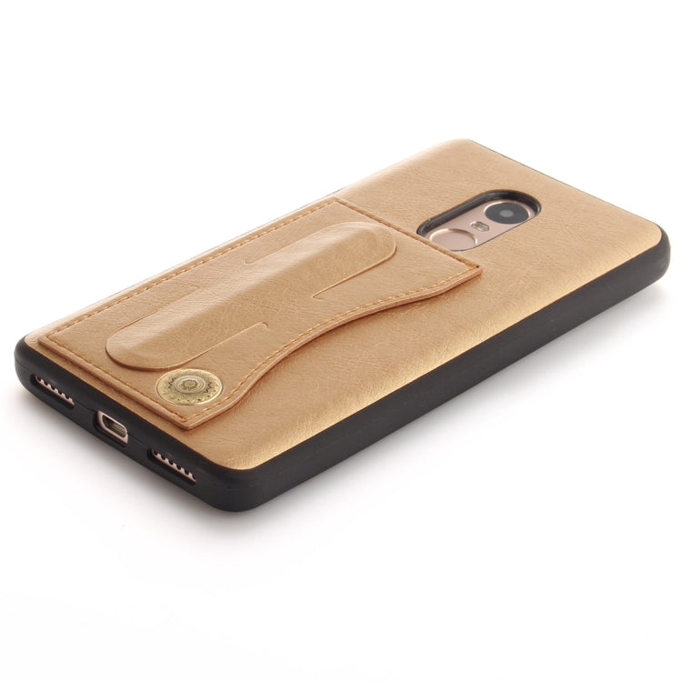 For Xiaomi Redmi Note 4X TPU + Leather Pasted Litchi Texture Protective Back Case with Holder & Card Slots