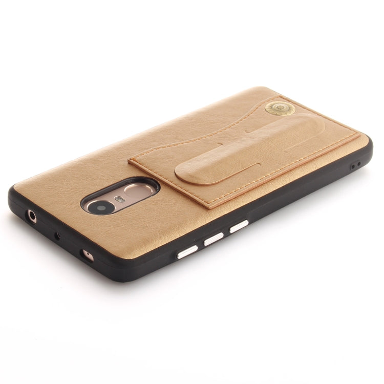 For Xiaomi Redmi Note 4X TPU + Leather Pasted Litchi Texture Protective Back Case with Holder & Card Slots