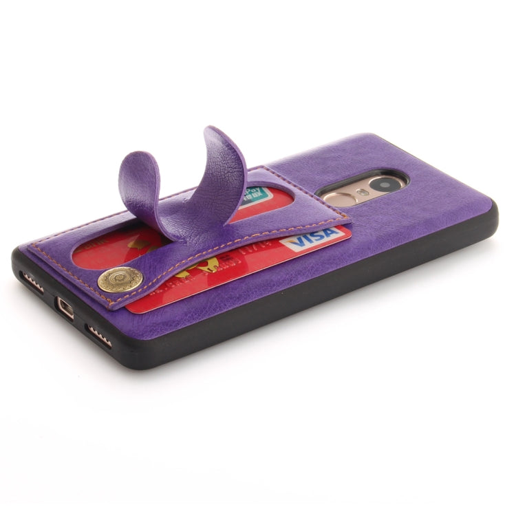 For Xiaomi Redmi Note 4X TPU + Leather Pasted Litchi Texture Protective Back Case with Holder & Card Slots