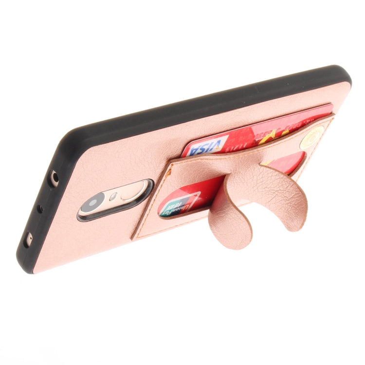 For Xiaomi Redmi Note 4X TPU + Leather Pasted Litchi Texture Protective Back Case with Holder & Card Slots