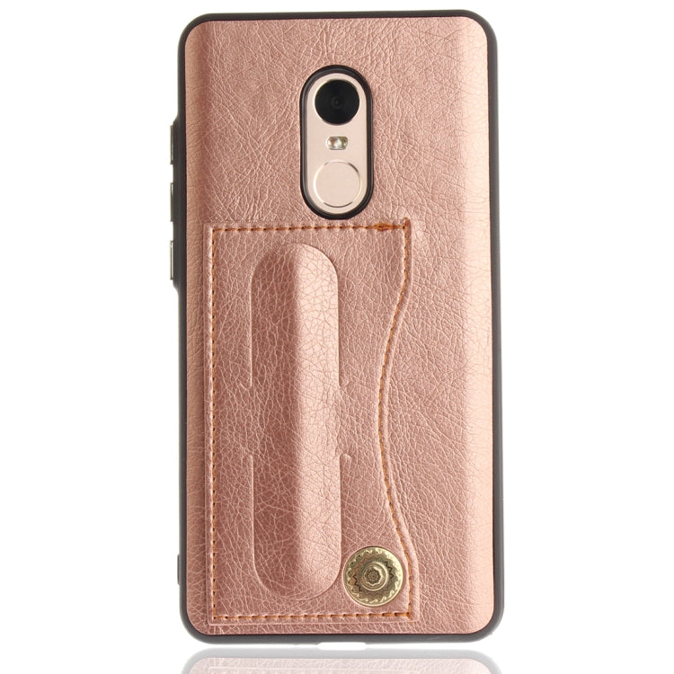 For Xiaomi Redmi Note 4X TPU + Leather Pasted Litchi Texture Protective Back Case with Holder & Card Slots