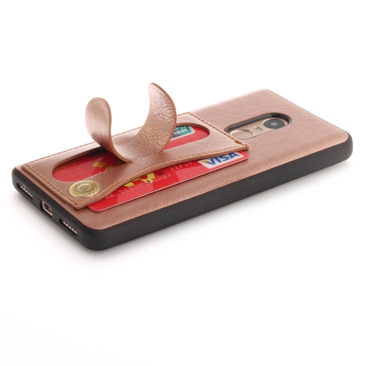 For Xiaomi Redmi Note 4X TPU + Leather Pasted Litchi Texture Protective Back Case with Holder & Card Slots