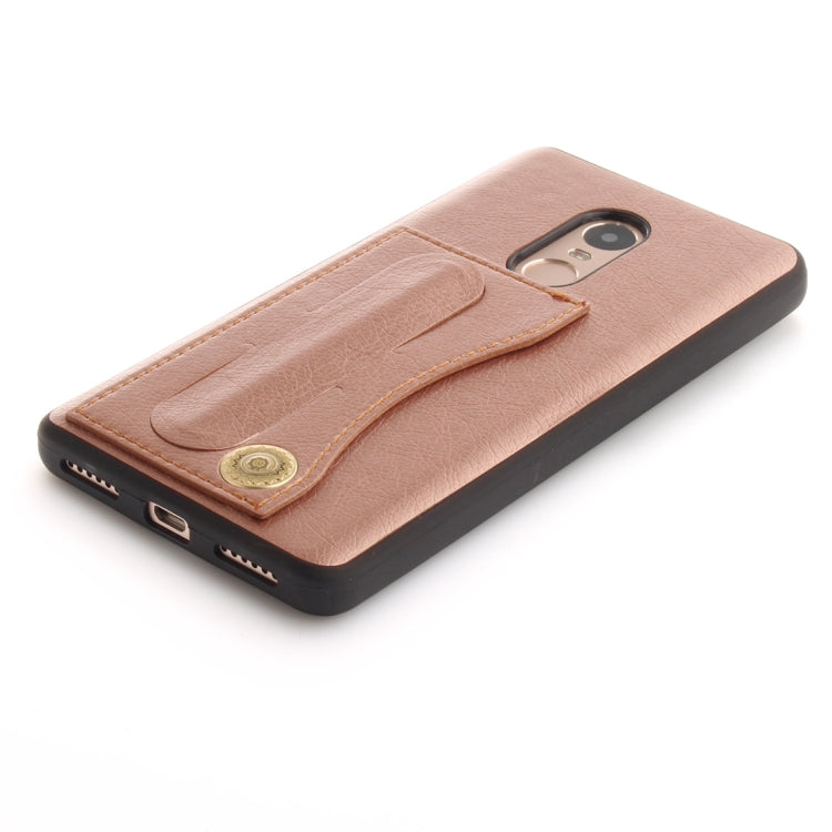 For Xiaomi Redmi Note 4X TPU + Leather Pasted Litchi Texture Protective Back Case with Holder & Card Slots