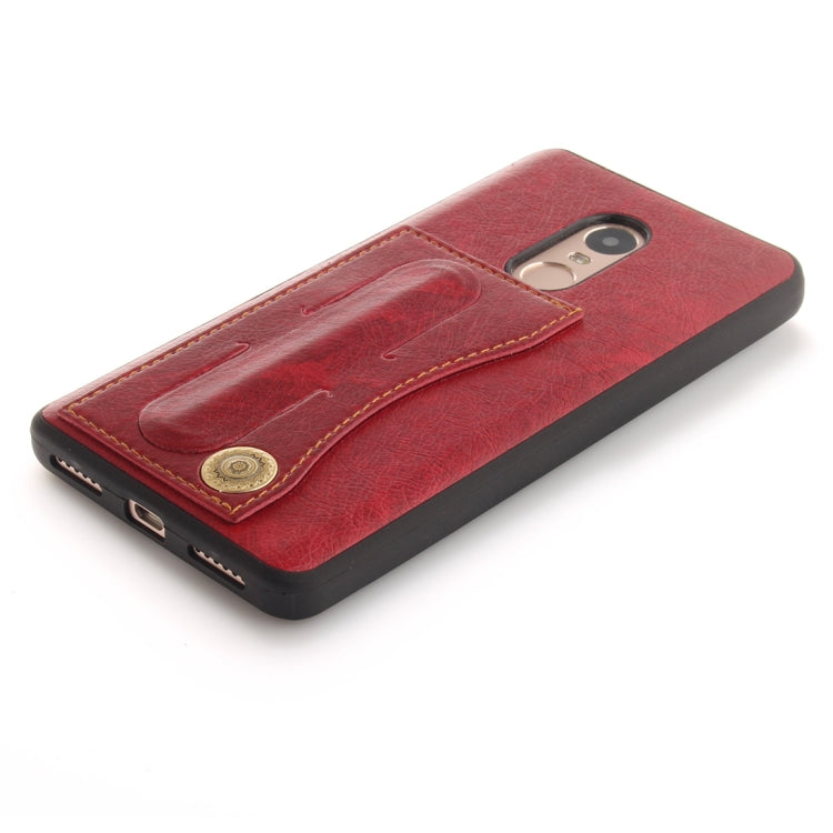 For Xiaomi Redmi Note 4X TPU + Leather Pasted Litchi Texture Protective Back Case with Holder & Card Slots