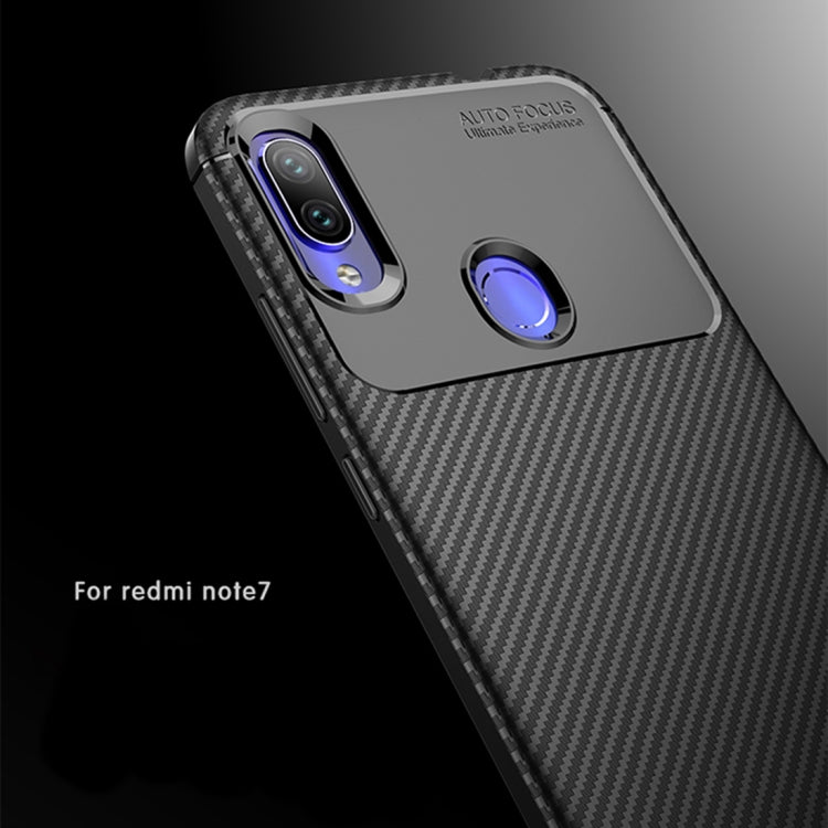 Carbon Fiber Texture Shockproof TPU Case for Xiaomi Redmi Note 7 (Brown)