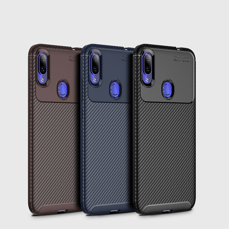 Carbon Fiber Texture Shockproof TPU Case for Xiaomi Redmi Note 7 (Brown)