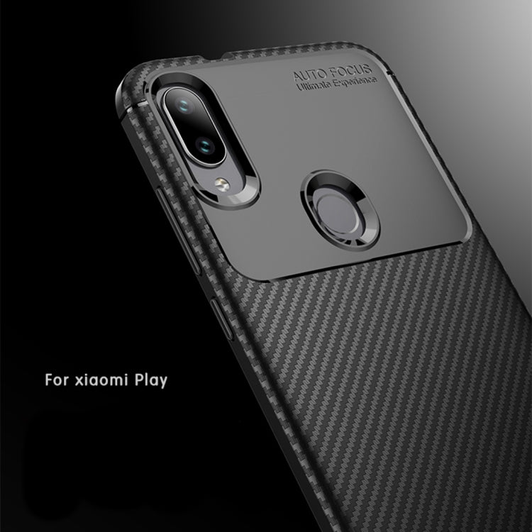 Carbon Fiber Texture Shockproof TPU Case for Xiaomi Play (Brown)