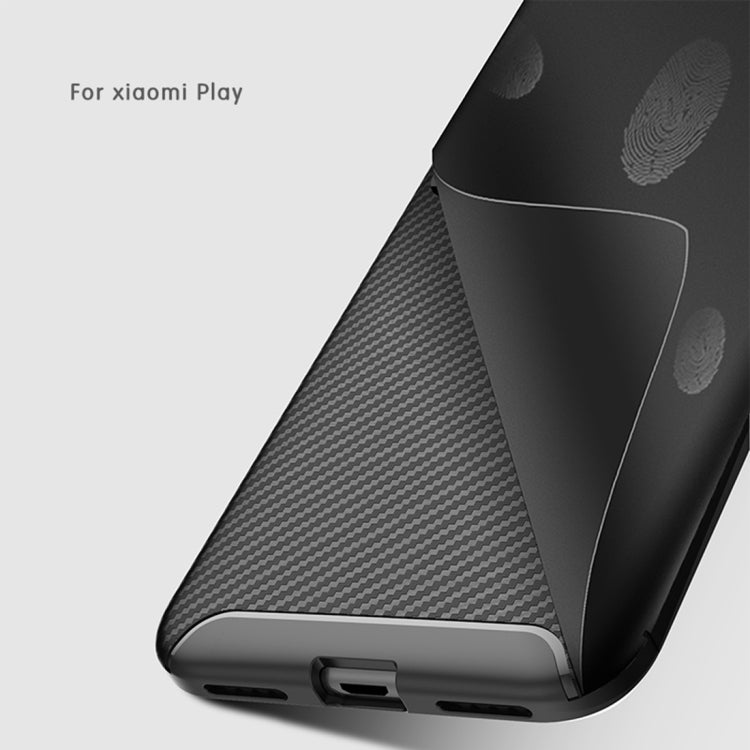 Carbon Fiber Texture Shockproof TPU Case for Xiaomi Play (Brown)