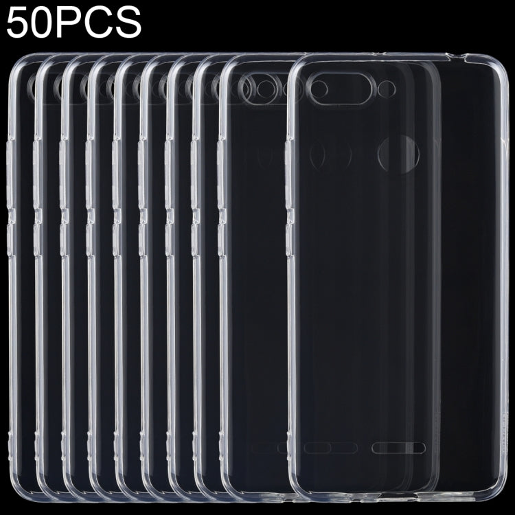 50 PCS Shockproof TPU Protective Back Case for Xiaomi Redmi 6(Transparent)