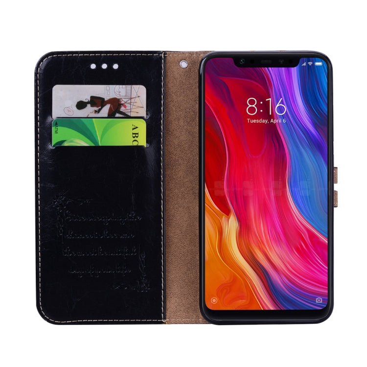 Business Style Oil Wax Texture Horizontal Flip Leather Case for Xiaomi Mi 8, with Holder & Card Slots & Wallet
