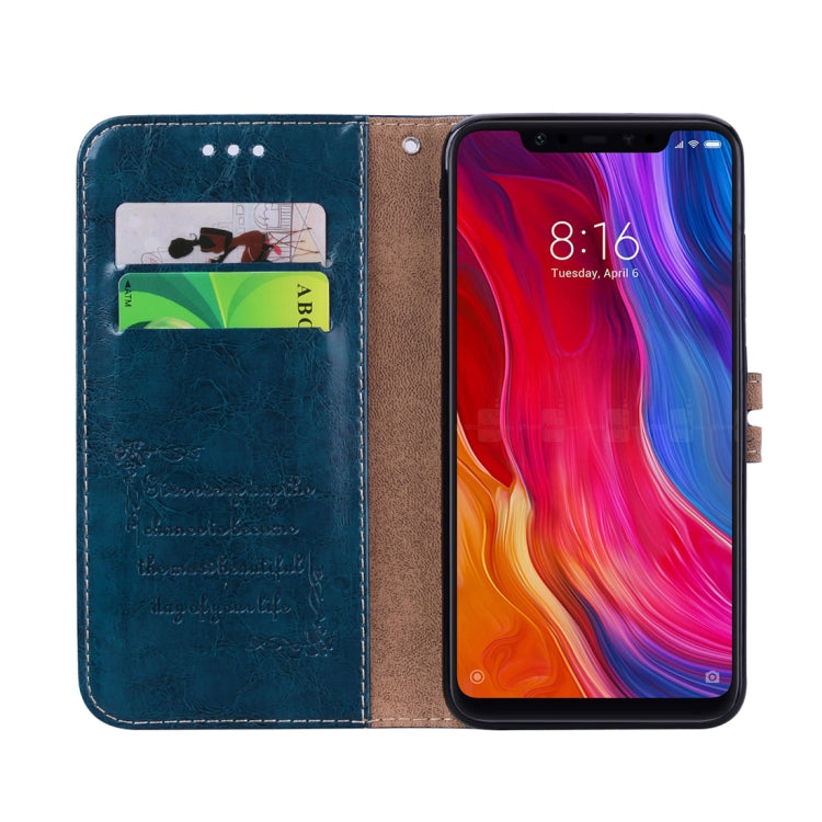 Business Style Oil Wax Texture Horizontal Flip Leather Case for Xiaomi Mi 8, with Holder & Card Slots & Wallet