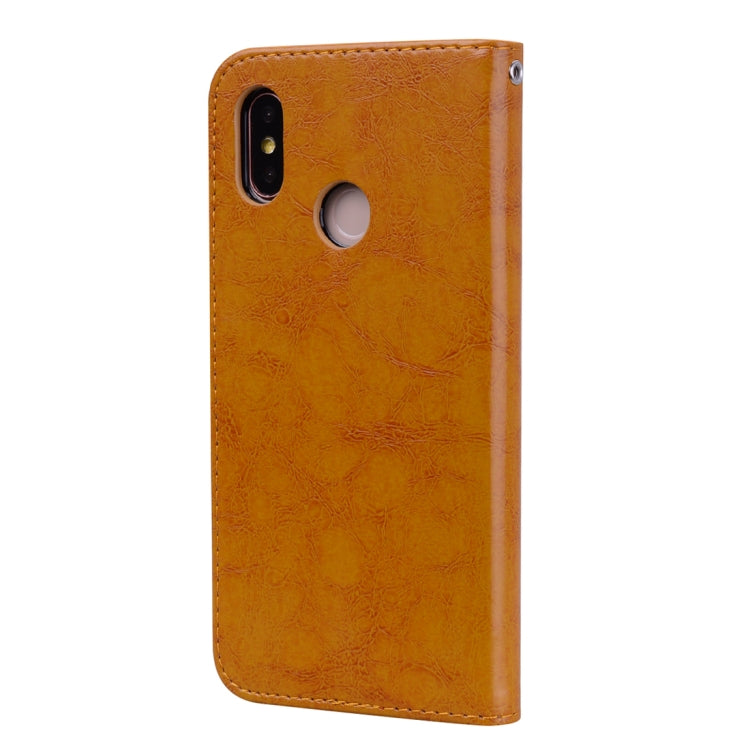 Business Style Oil Wax Texture Horizontal Flip Leather Case for Xiaomi Mi 8, with Holder & Card Slots & Wallet