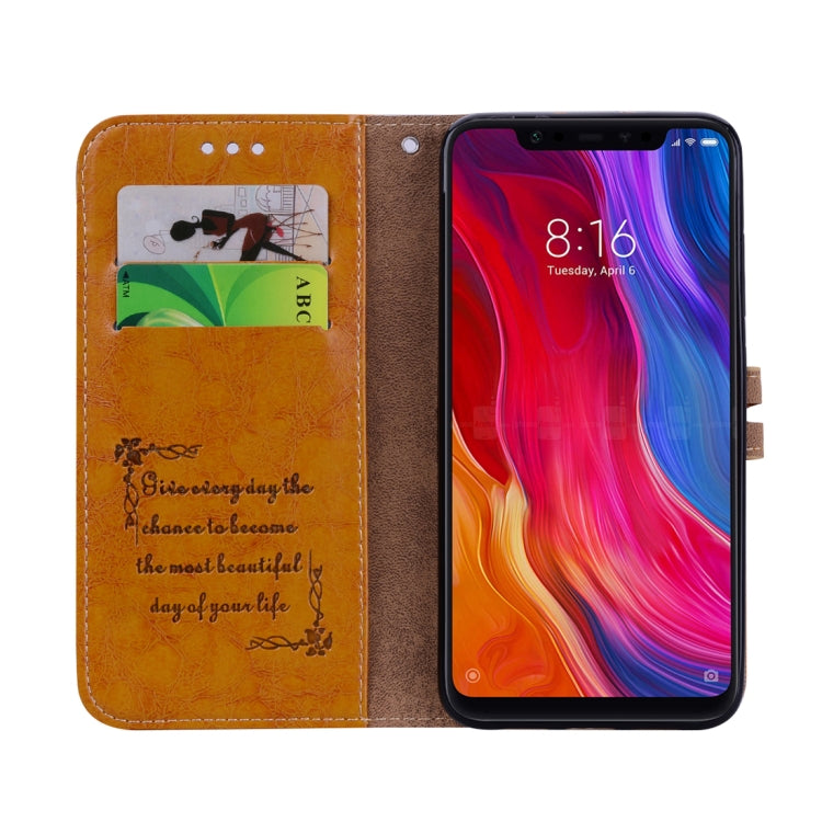 Business Style Oil Wax Texture Horizontal Flip Leather Case for Xiaomi Mi 8, with Holder & Card Slots & Wallet