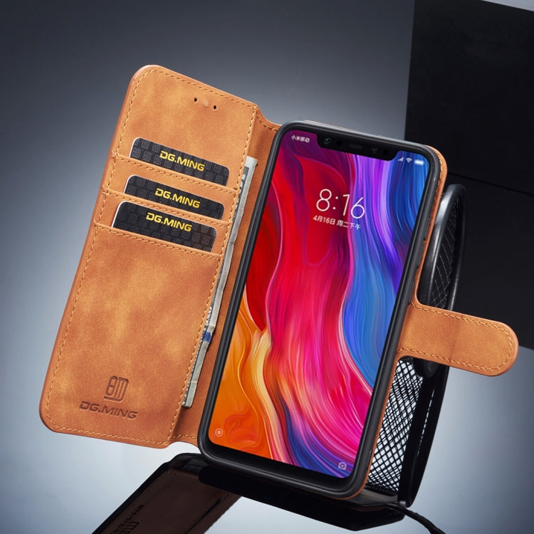 DG.MING Retro Oil Side Horizontal Flip Case for Xiaomi Mi 8, with Holder & Card Slots & Wallet