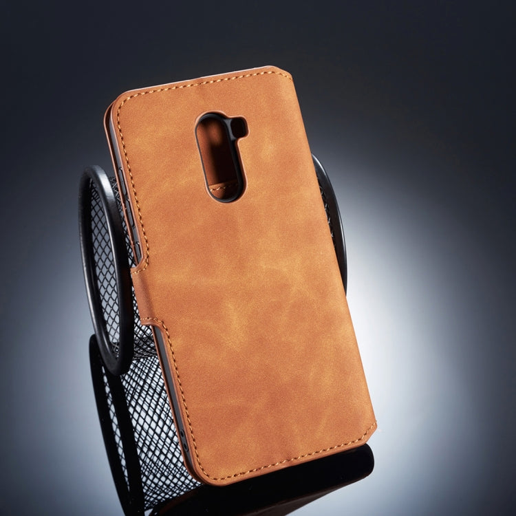 DG.MING Retro Oil Side Horizontal Flip Case for Xiaomi Pocophone F1, with Holder & Card Slots & Wallet