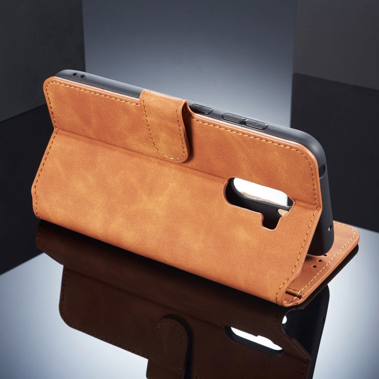 DG.MING Retro Oil Side Horizontal Flip Case for Xiaomi Pocophone F1, with Holder & Card Slots & Wallet