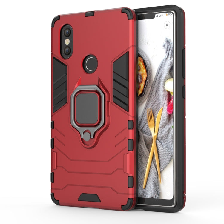 PC + TPU Shockproof Protective Case with Magnetic Ring Holder for Xiaomi Mi 8 SE(Red)