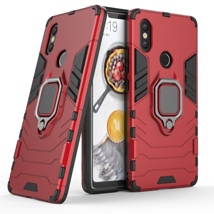 PC + TPU Shockproof Protective Case with Magnetic Ring Holder for Xiaomi Mi 8 SE(Red)