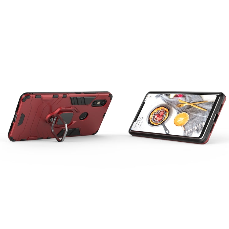 PC + TPU Shockproof Protective Case with Magnetic Ring Holder for Xiaomi Mi 8 SE(Red)