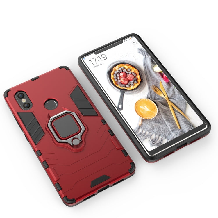 PC + TPU Shockproof Protective Case with Magnetic Ring Holder for Xiaomi Mi 8 SE(Red)