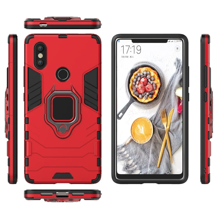 PC + TPU Shockproof Protective Case with Magnetic Ring Holder for Xiaomi Mi 8 SE(Red)