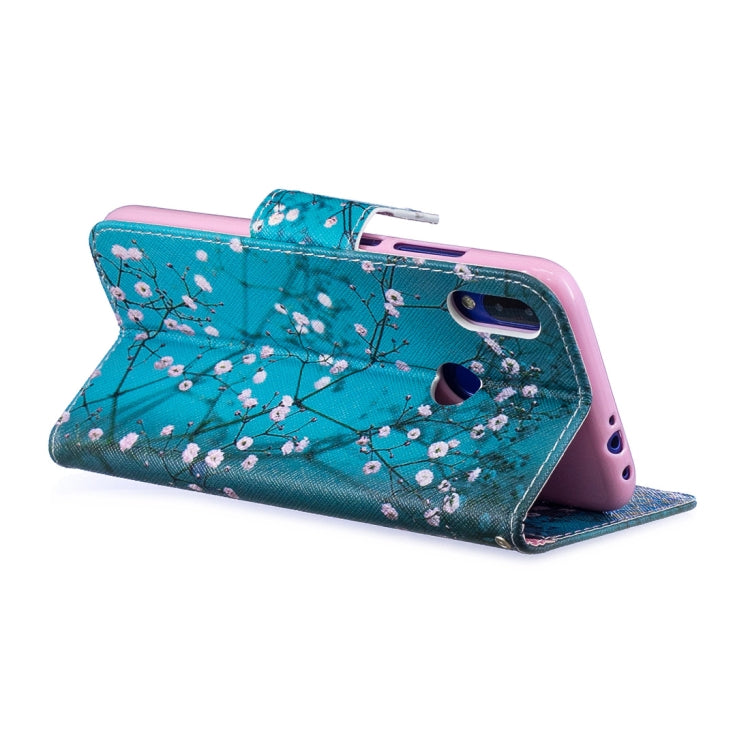 Colored Drawing Plum Blossom Pattern Horizontal Flip Leather Case for Xiaomi Redmi Note 7 / Redmi Note 7 Pro, with Holder & Card Slots & Wallet