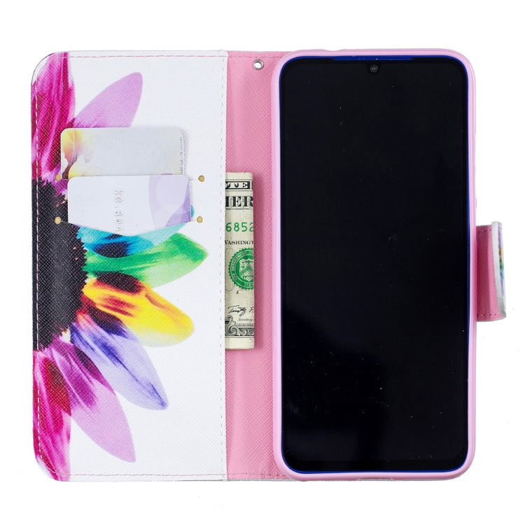 Colored Drawing Sunflower Pattern Horizontal Flip Leather Case for Xiaomi Redmi Note 7 / Redmi Note 7 Pro, with Holder & Card Slots & Wallet