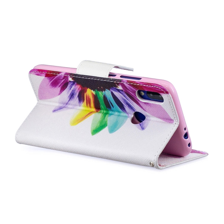 Colored Drawing Sunflower Pattern Horizontal Flip Leather Case for Xiaomi Redmi Note 7 / Redmi Note 7 Pro, with Holder & Card Slots & Wallet