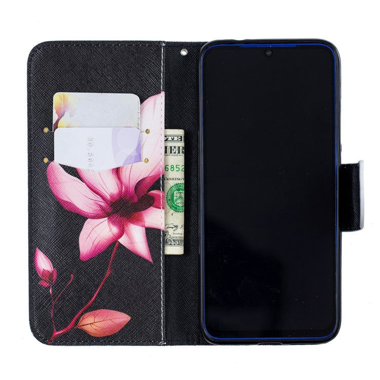 Colored Drawing Lotus Pattern Horizontal Flip Leather Case for Xiaomi Redmi Note 7 / Redmi Note 7 Pro, with Holder & Card Slots & Wallet