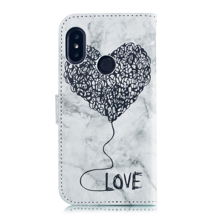 Heart + Marble Pattern Horizontal Flip Leather Case for Xiaomi Redmi 6 Pro, with Holder & Card Slots & Wallet & Lanyard