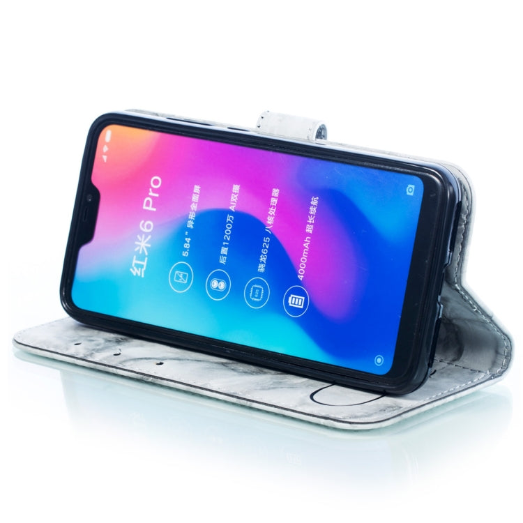 Heart + Marble Pattern Horizontal Flip Leather Case for Xiaomi Redmi 6 Pro, with Holder & Card Slots & Wallet & Lanyard