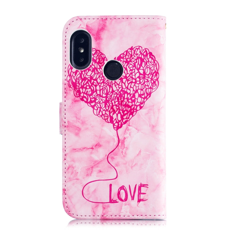 Heart + Marble Pattern Horizontal Flip Leather Case for Xiaomi Redmi 6 Pro, with Holder & Card Slots & Wallet & Lanyard