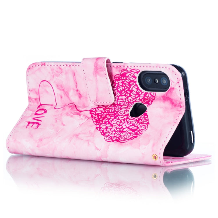 Heart + Marble Pattern Horizontal Flip Leather Case for Xiaomi Redmi 6 Pro, with Holder & Card Slots & Wallet & Lanyard