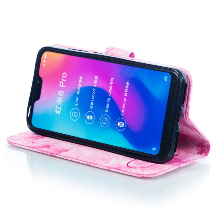 Heart + Marble Pattern Horizontal Flip Leather Case for Xiaomi Redmi 6 Pro, with Holder & Card Slots & Wallet & Lanyard