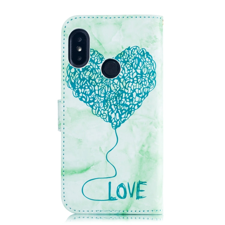 Heart + Marble Pattern Horizontal Flip Leather Case for Xiaomi Redmi 6 Pro, with Holder & Card Slots & Wallet & Lanyard