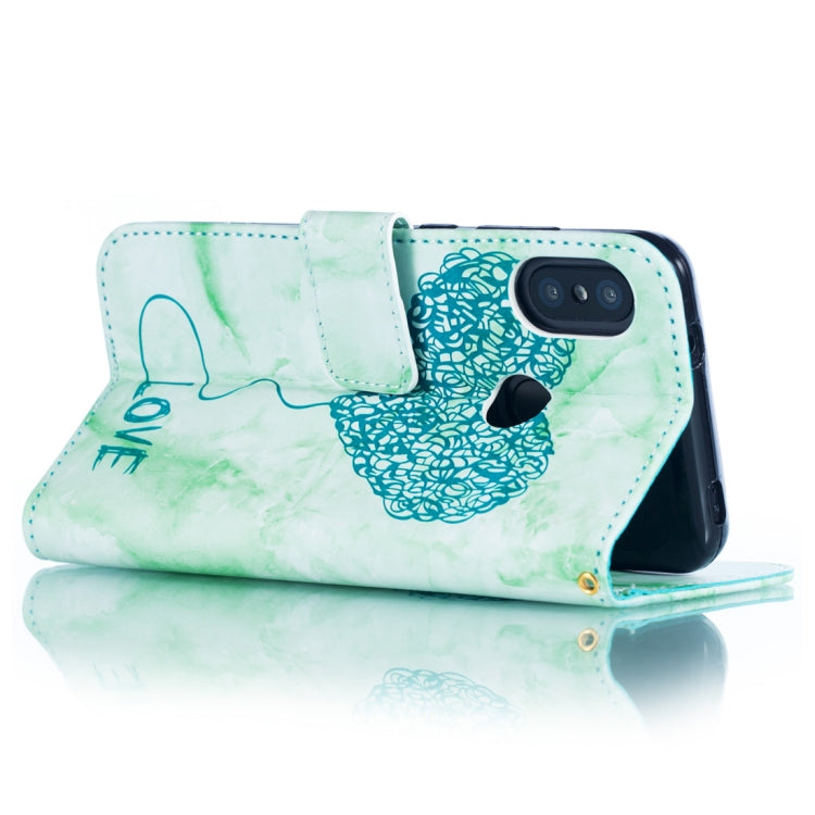 Heart + Marble Pattern Horizontal Flip Leather Case for Xiaomi Redmi 6 Pro, with Holder & Card Slots & Wallet & Lanyard