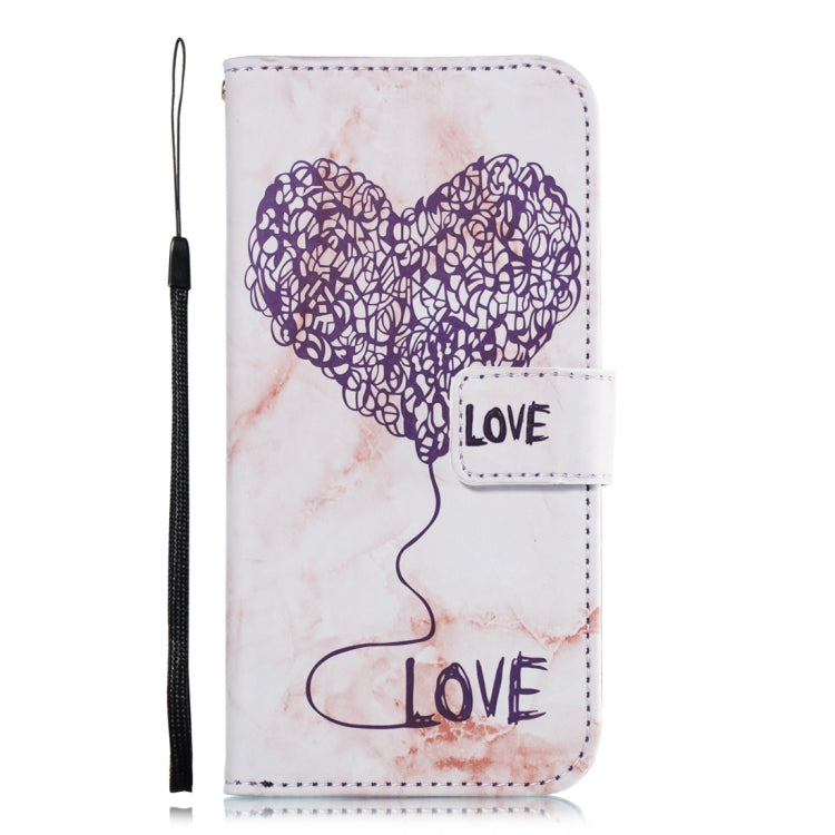 Heart + Marble Pattern Horizontal Flip Leather Case for Xiaomi Redmi 6 Pro, with Holder & Card Slots & Wallet & Lanyard