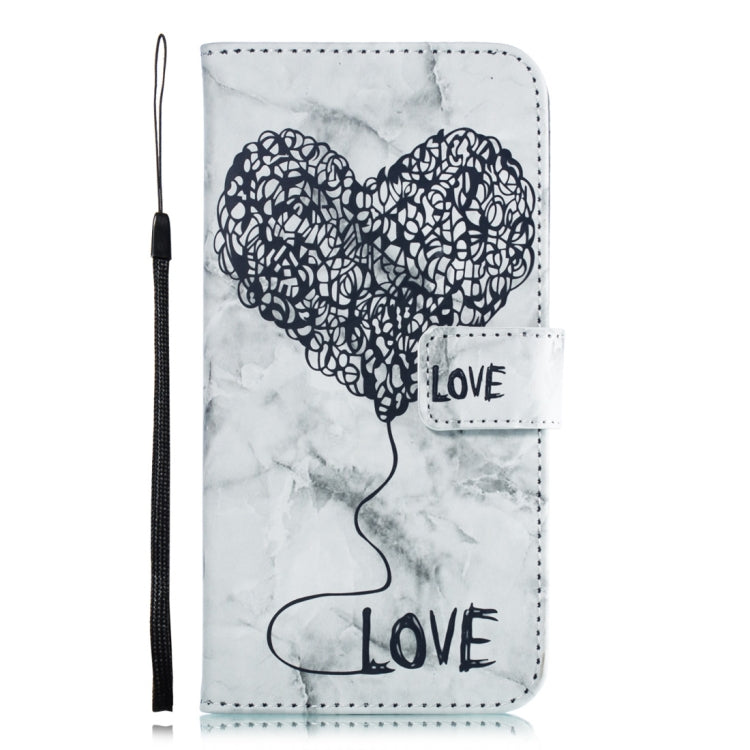 Heart + Marble Pattern Horizontal Flip Leather Case for Xiaomi Pocophone F1, with Holder & Card Slots & Wallet & Lanyard