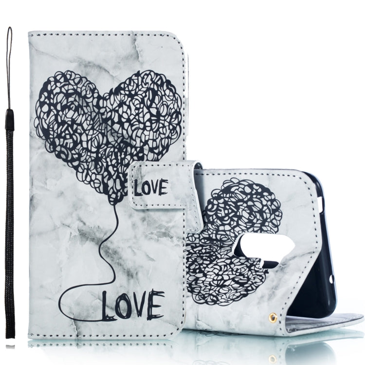 Heart + Marble Pattern Horizontal Flip Leather Case for Xiaomi Pocophone F1, with Holder & Card Slots & Wallet & Lanyard