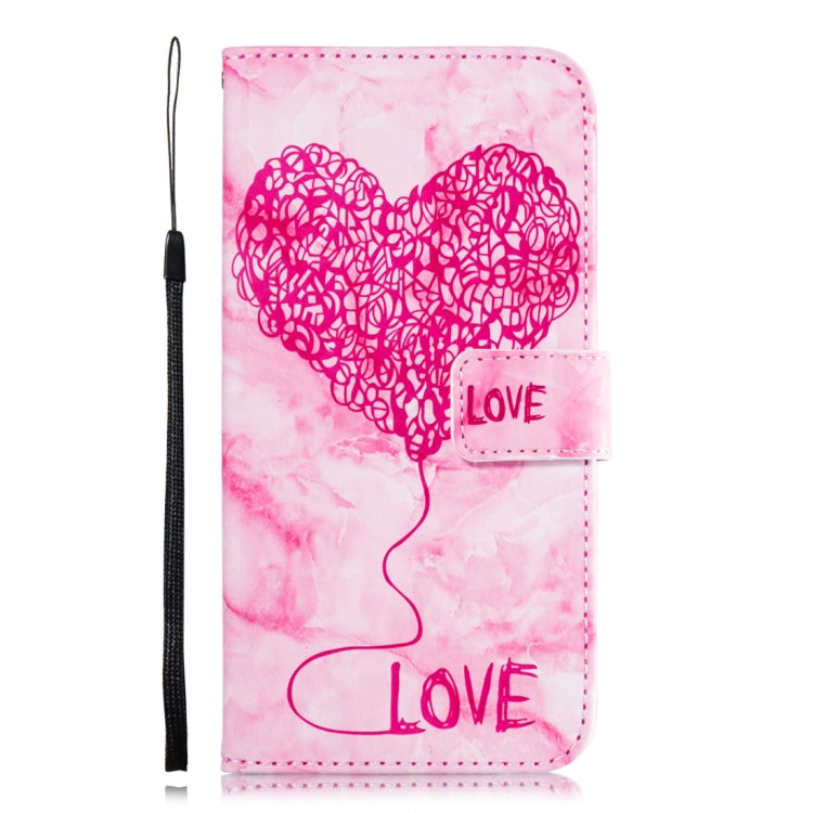 Heart + Marble Pattern Horizontal Flip Leather Case for Xiaomi Pocophone F1, with Holder & Card Slots & Wallet & Lanyard