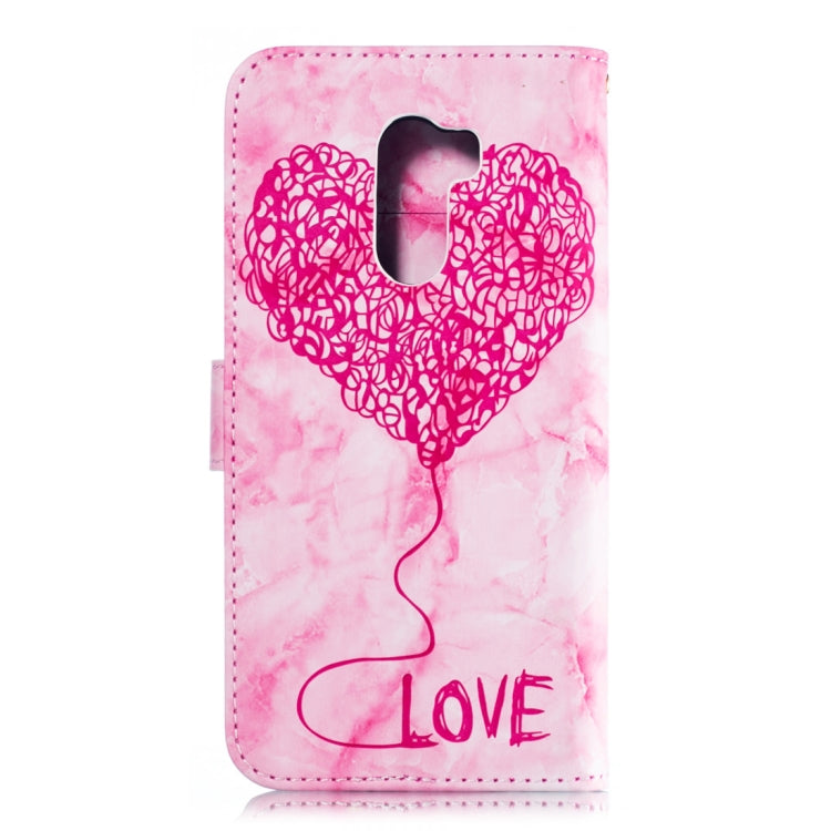 Heart + Marble Pattern Horizontal Flip Leather Case for Xiaomi Pocophone F1, with Holder & Card Slots & Wallet & Lanyard
