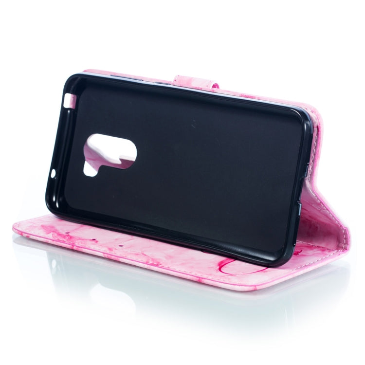 Heart + Marble Pattern Horizontal Flip Leather Case for Xiaomi Pocophone F1, with Holder & Card Slots & Wallet & Lanyard