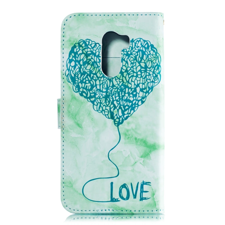 Heart + Marble Pattern Horizontal Flip Leather Case for Xiaomi Pocophone F1, with Holder & Card Slots & Wallet & Lanyard