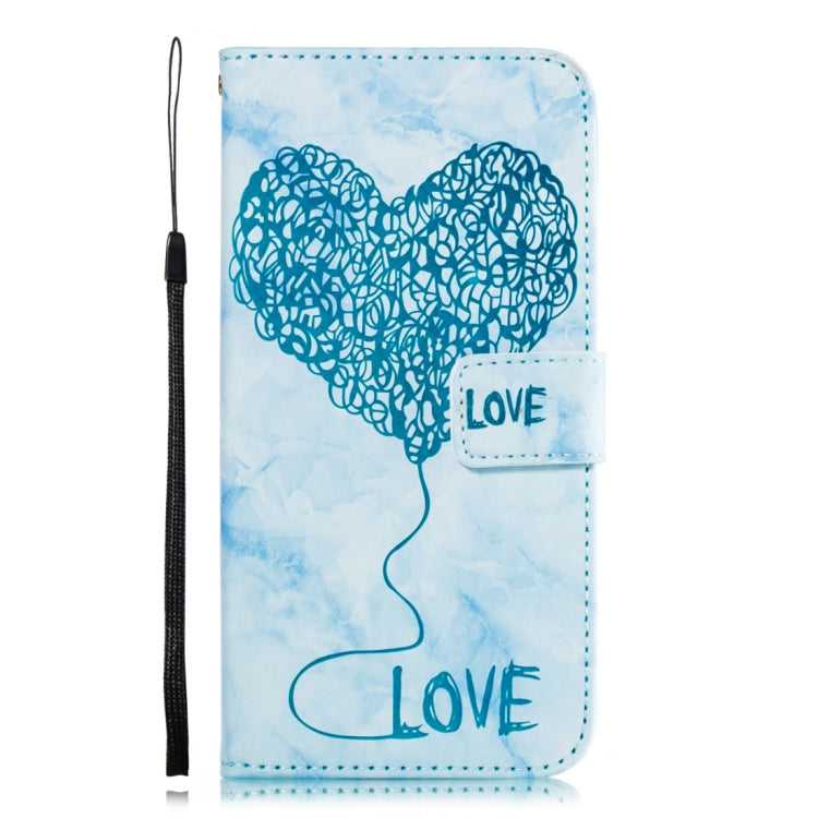 Heart + Marble Pattern Horizontal Flip Leather Case for Xiaomi Pocophone F1, with Holder & Card Slots & Wallet & Lanyard