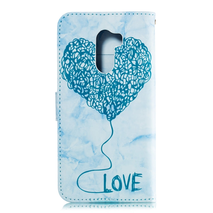 Heart + Marble Pattern Horizontal Flip Leather Case for Xiaomi Pocophone F1, with Holder & Card Slots & Wallet & Lanyard